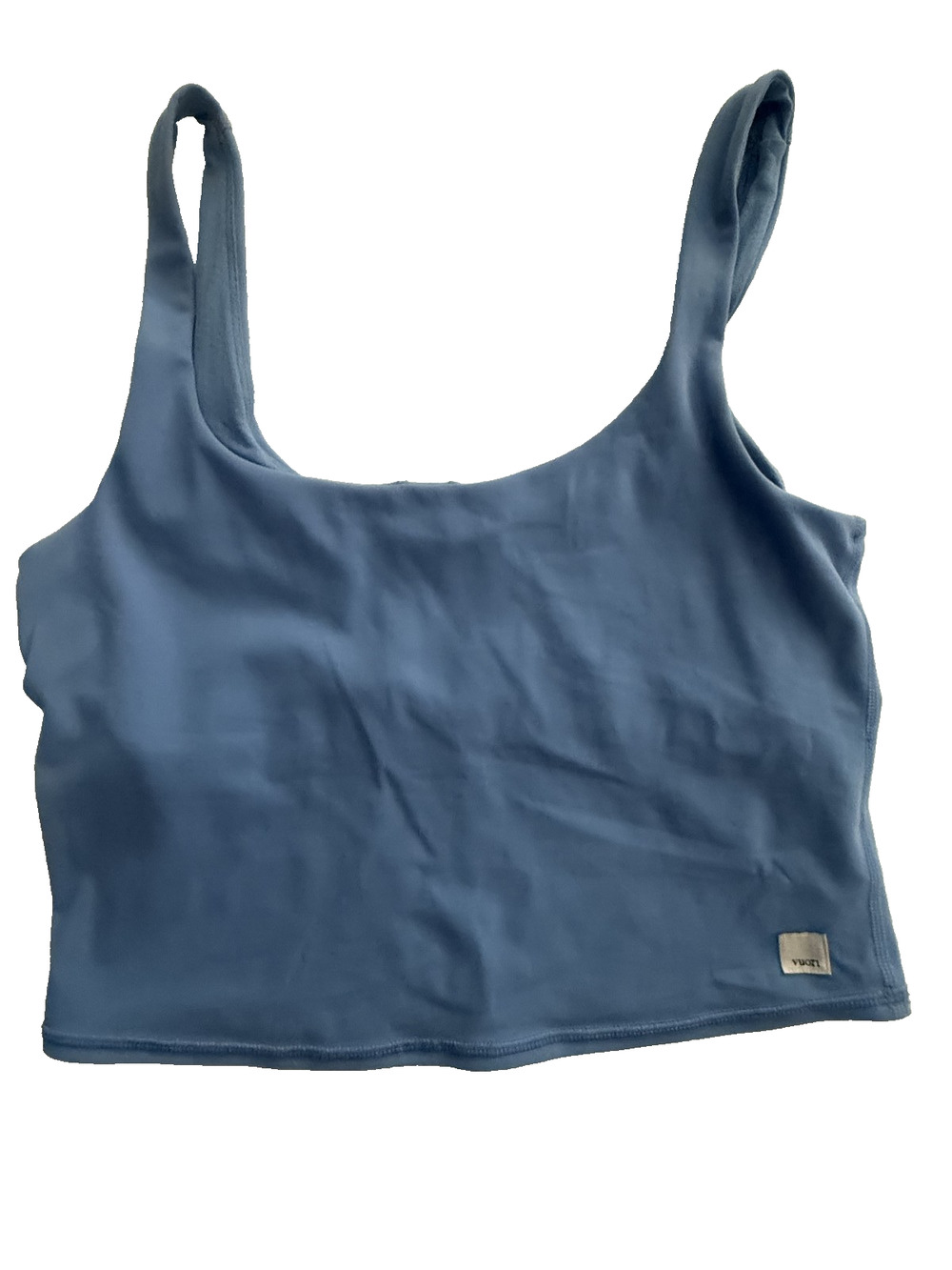 Vuori Womens Blue Athletic Crop Top Sleeveless Scoop Neck Stretch Tank Gym - L